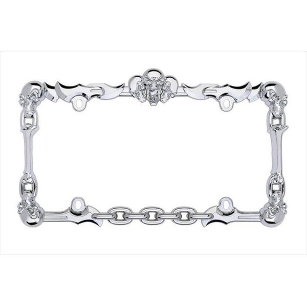 Cruiser Accessories Cruiser Accessories 25231 Skull & Bone License Plate Frame; Chrome 25231